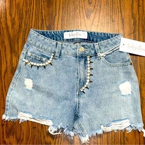 NWT Indigo Rein Faded Shorts with rhinestone accents. Size 1, Waist 24
